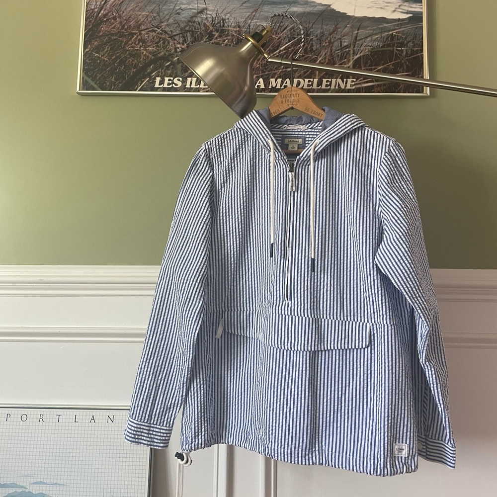 LL Bean Seersucker Vacationland Anorak
